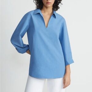 Lafayette 148 New York Organic Cotton Poplin Shirt Size Large